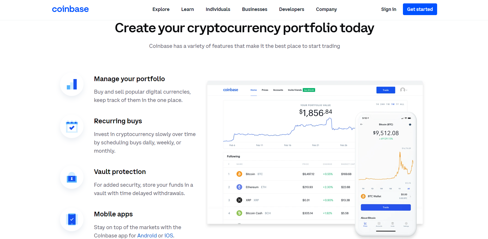 Среди доступных клиентам Coinbase функций – покупка, продажа и хранение криптовалюты