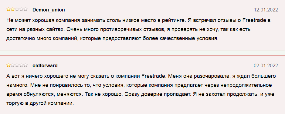 Комментарии о брокере