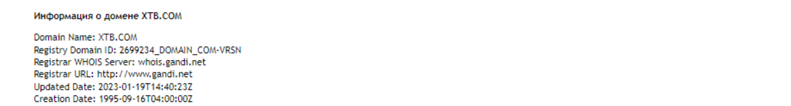 Информация о домене xtb.com